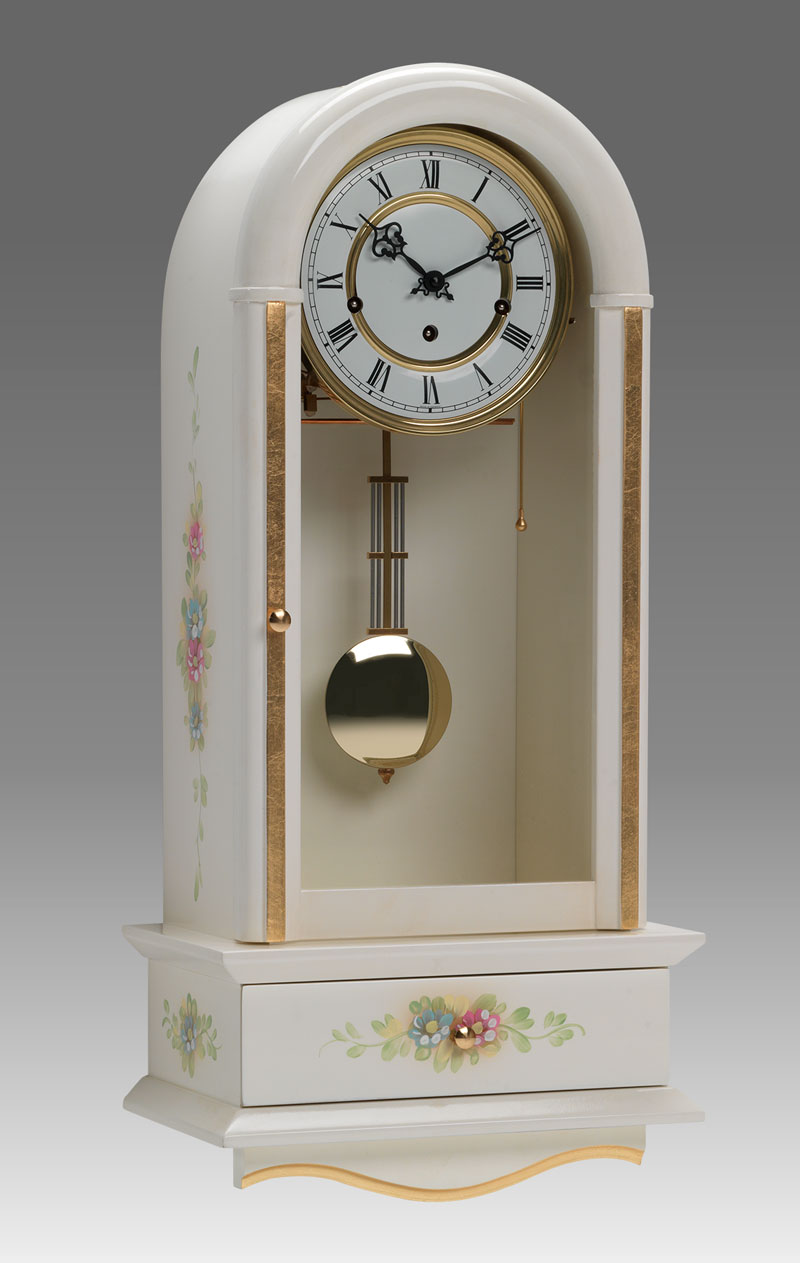 Regulator-Vienna- clock Art.425/3 lacquered with gold leaf and decoration - Westminster melody on rod gong